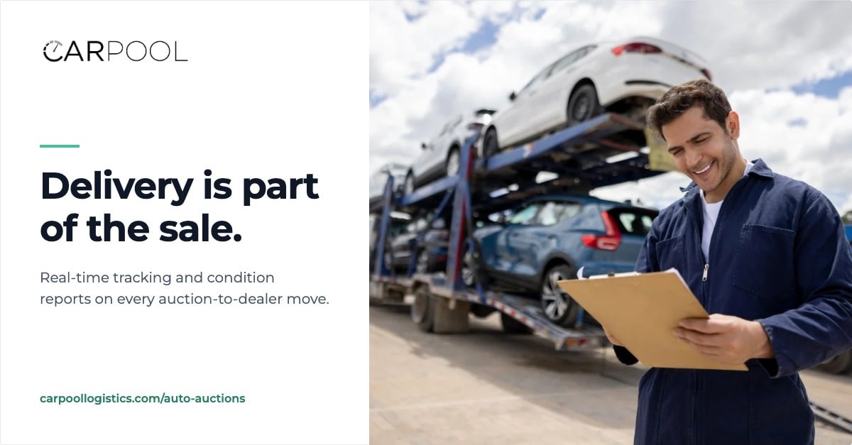 Carpool Logistics real-time vehicle tracking and condition reports for dealership auction-to-dealer moves